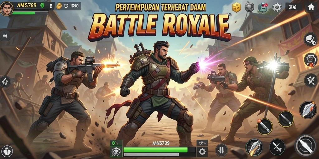Tampilan gameplay seru di AMS789 dalam mode Battle Royale.