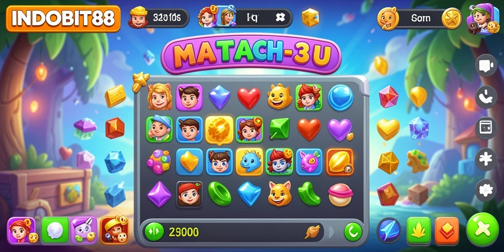 Tampilan menarik gameplay Match-3 yang menantang.