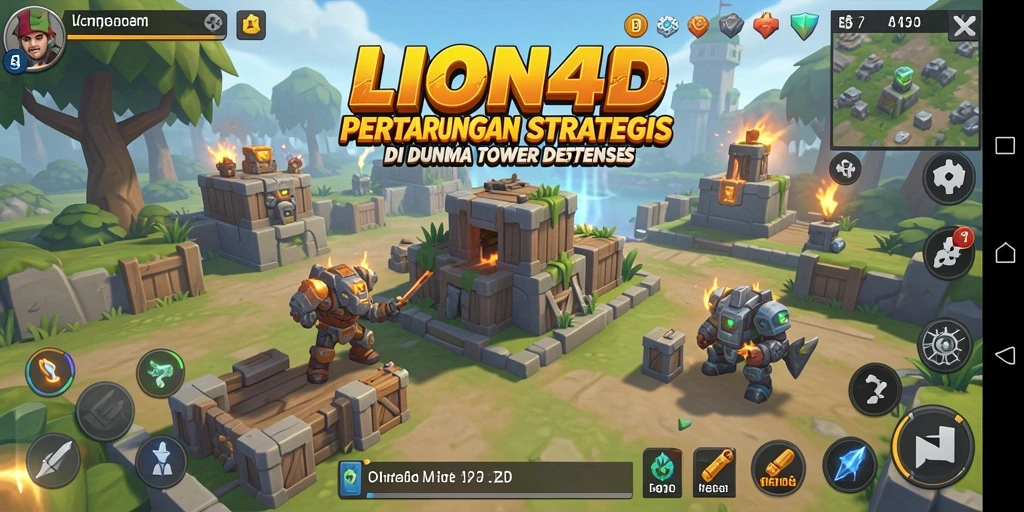 Tampilan gameplay LION4D dengan strategi menara yang mendebarkan.