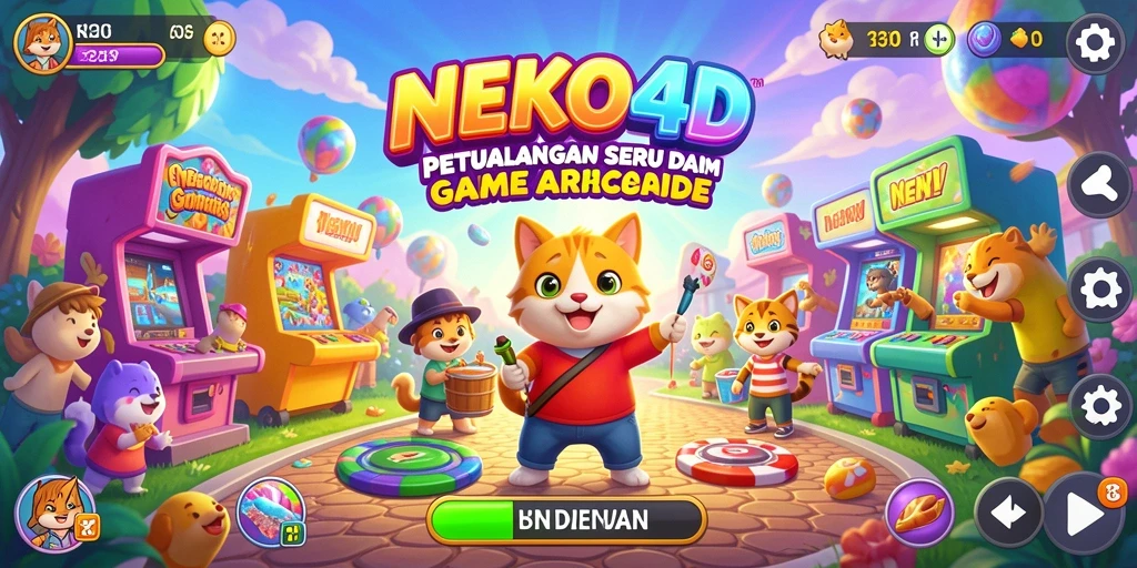 Tampilan gameplay NEKO4D yang penuh warna dan seru.