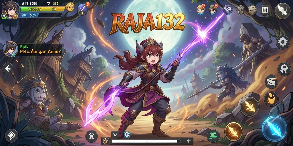 Screenshot RAJA132 menampilkan aksi pertarungan karakter anime yang menarik.