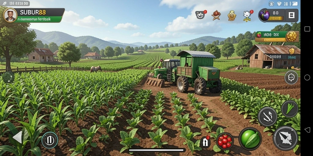 Gameplay SUBUR88 menampilkan pengelolaan pertanian yang seru dan interaktif.
