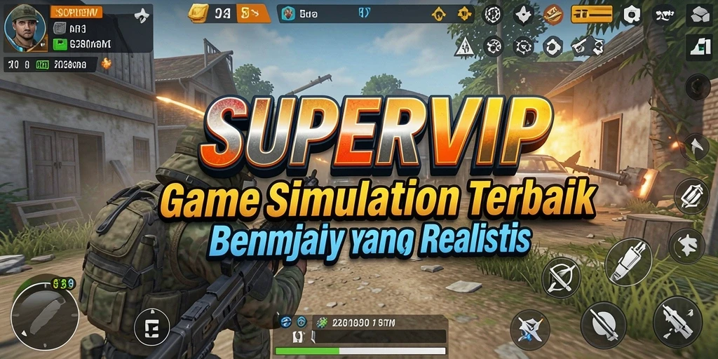 Screenshot gameplay SUPERVIP menunjukkan interaksi sosial dan pengelolaan sumber daya.