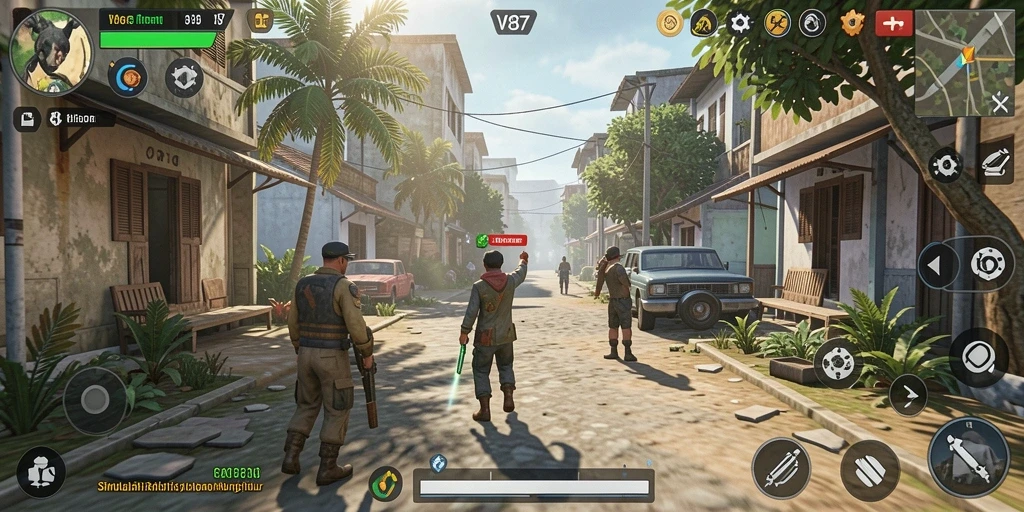 Tampilan gameplay V87 yang menakjubkan dan interaksi menarik.
